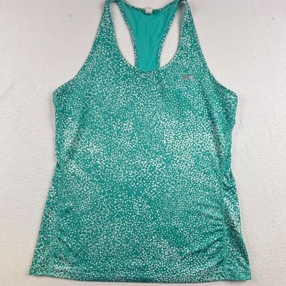 Under Armour Teal White Speckled Racerback Tank Top Women’s M Athletic Workout